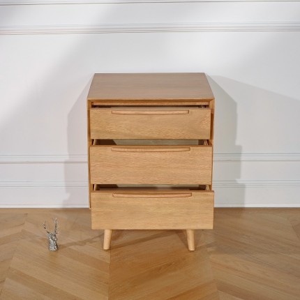 Table d appoint scandinave en bois 3 tiroirs