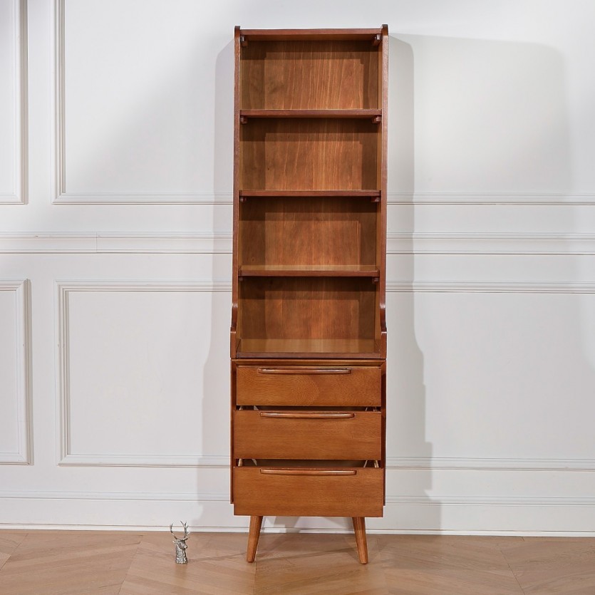 DALHIA - Petite bibliothèque en hévéa 3 tiroirs et 3 étagères