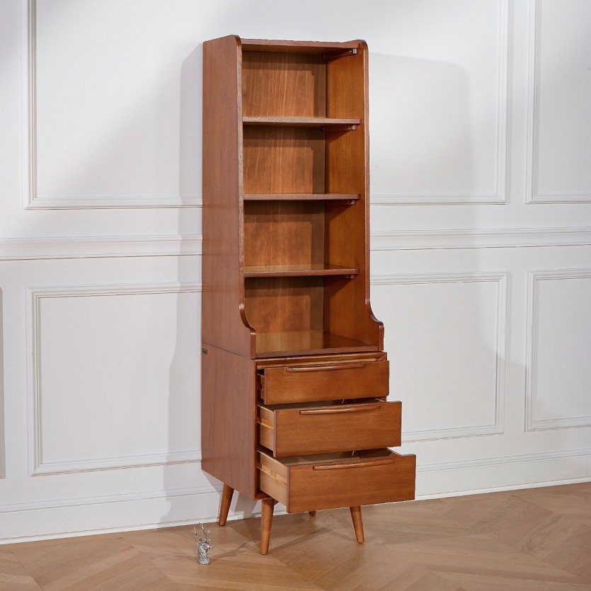 DALHIA - Petite bibliothèque en hévéa 3 tiroirs et 3 étagères