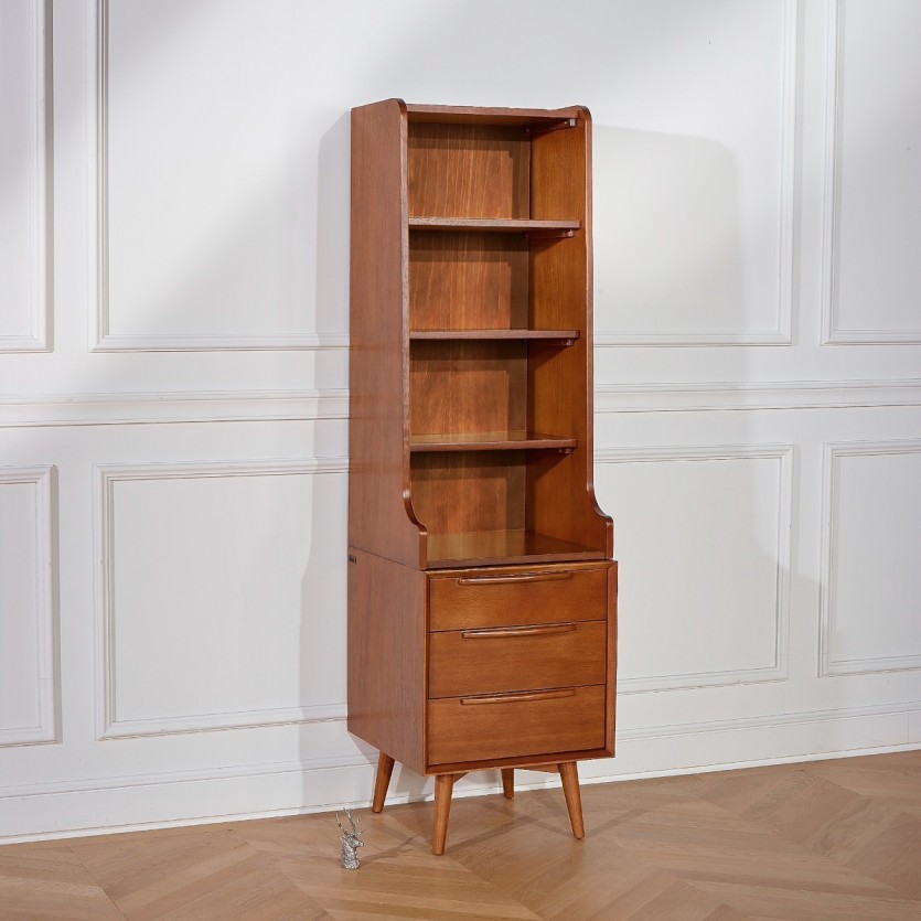 DALHIA - Petite bibliothèque en hévéa 3 tiroirs et 3 étagères