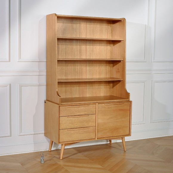 DALHIA - Bibliothèque en bois 3 tiroirs, 1 porte et 3 étagères
