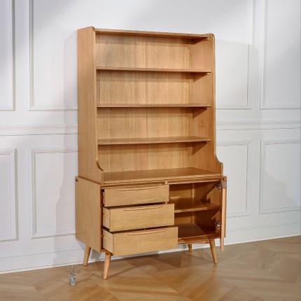 DALHIA - Bibliothèque en bois 3 tiroirs, 1 porte et 3 étagères