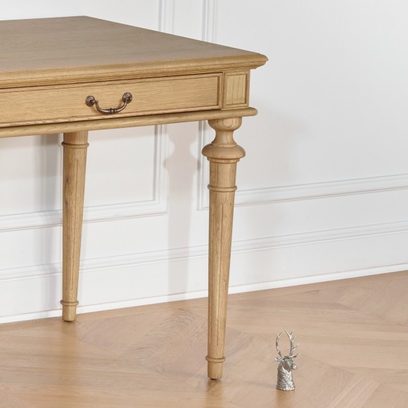 Bureau YVAN - Shabby chic stijl, eiken blad, 2 lades