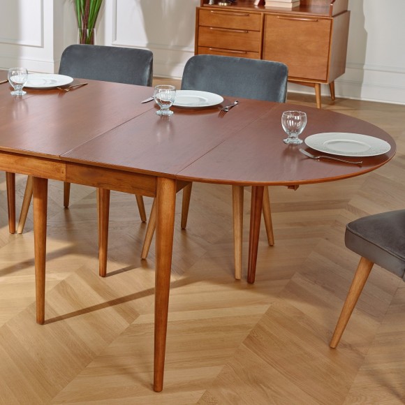 Mesa de comedor extensible NATHALIE - Estilo nórdico en madera, 6/10 comensales