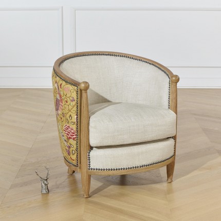 Tissu art déco jaune moutarde