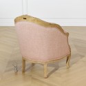 Fauteuil Bergère en bois et tissu chevron rouge