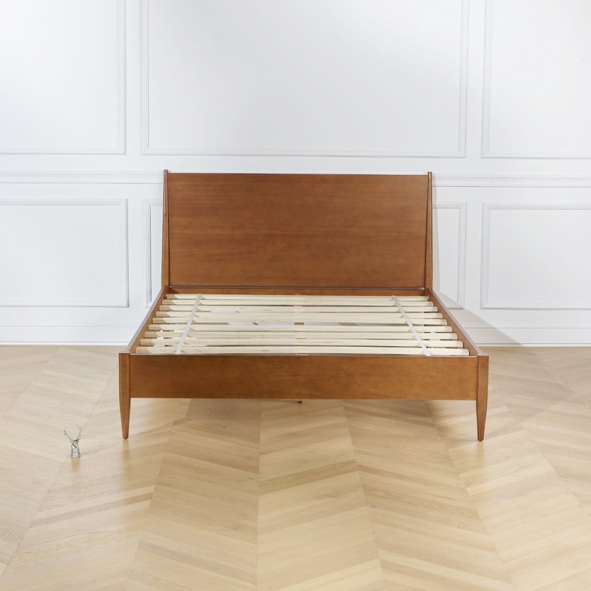 DALHIA - Lit double scandinave en bois, King size 150x200 (tailles UK)