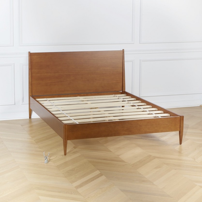DALHIA - Lit double scandinave en bois, King size 150x200 (tailles UK)