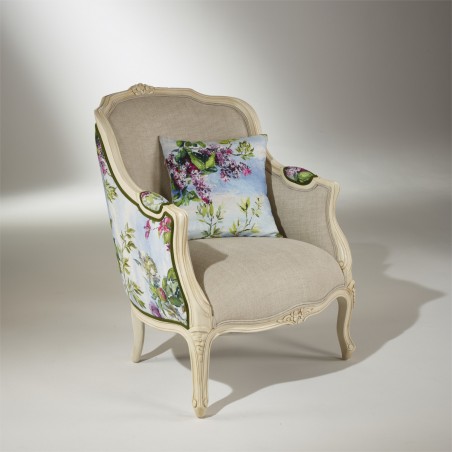 VICTOR MERVEILLES - Fauteuil bergère en lin imprimé
