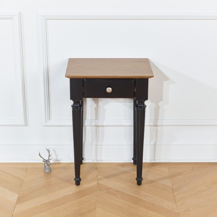 DISSAY - Chevet avec plateau en chêne, pieds cannelés patinés, 1 tiroir