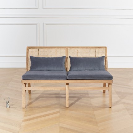 Banquette scandinave en chêne et cannage