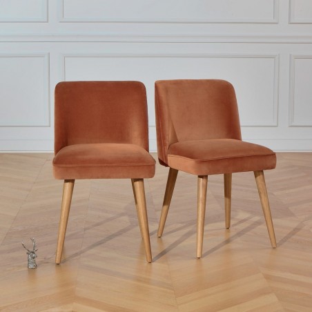 Apolline - 2 Chaises Sixty - Velours bleu Paon