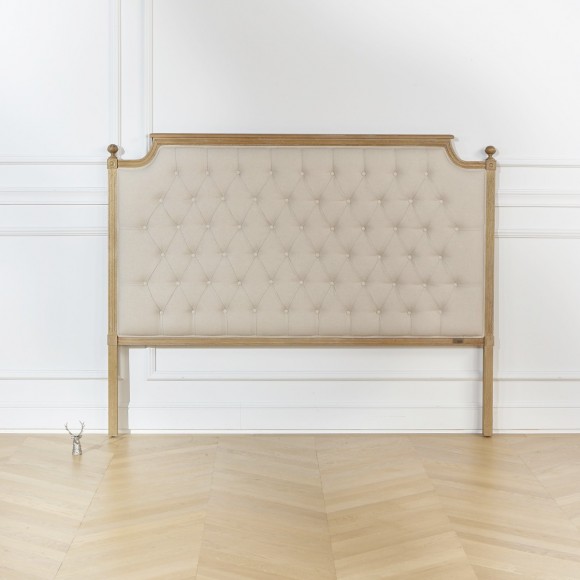 VENECIA - Cabecero, roble, lino algodón, 160 cm, madera certificada FSC®