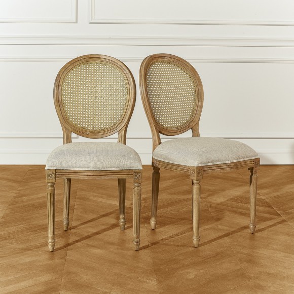 Chaise Médaillon, dossier cannage (le lot de 2) Chaise Médaillon, dossier cannage (le lot de 2)