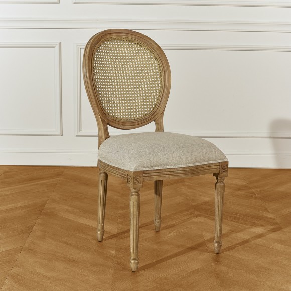 Chaise Médaillon, dossier cannage (le lot de 2) Chaise Médaillon, dossier cannage (le lot de 2)