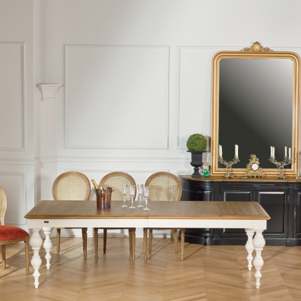 Table extensible de repas blanche shabby chic Montgomery fabriqué par robin des bois