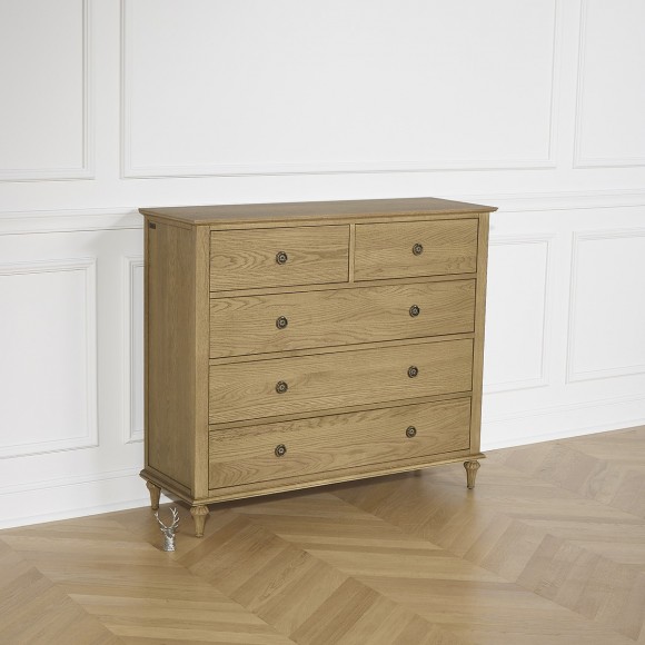 OLIVIA - Commode romantique en chêne, 5 tiroirs