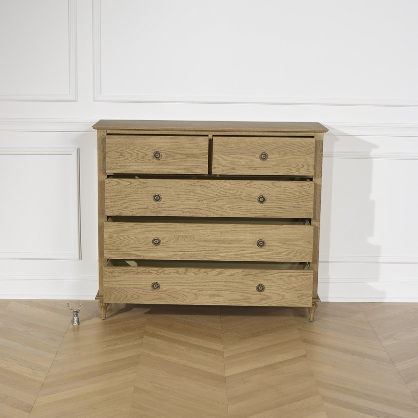 Commode Olivia, 2 + 3 Tiroirs Chêne