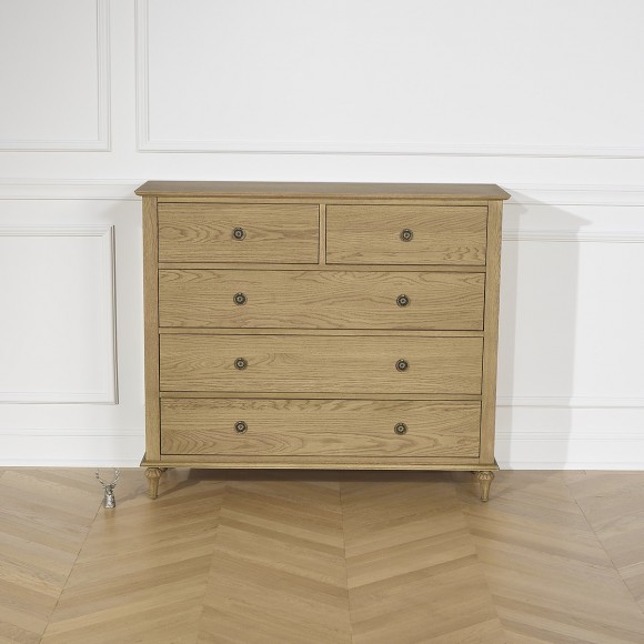 OLIVIA - Commode romantique en chêne, 5 tiroirs