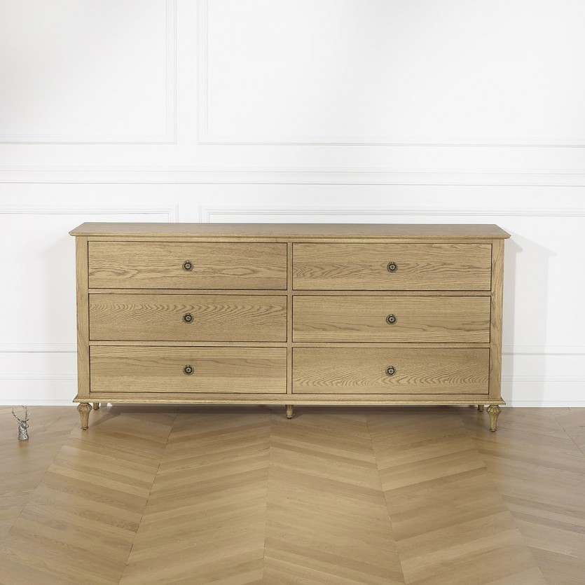 Commode OLIVIA 6 tiroirs en chêne