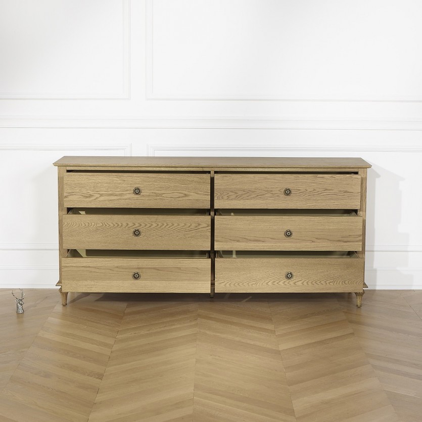 Commode OLIVIA 6 tiroirs en chêne