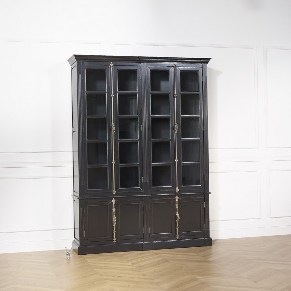 Double vitrine bibliothèque en bois shabby chic