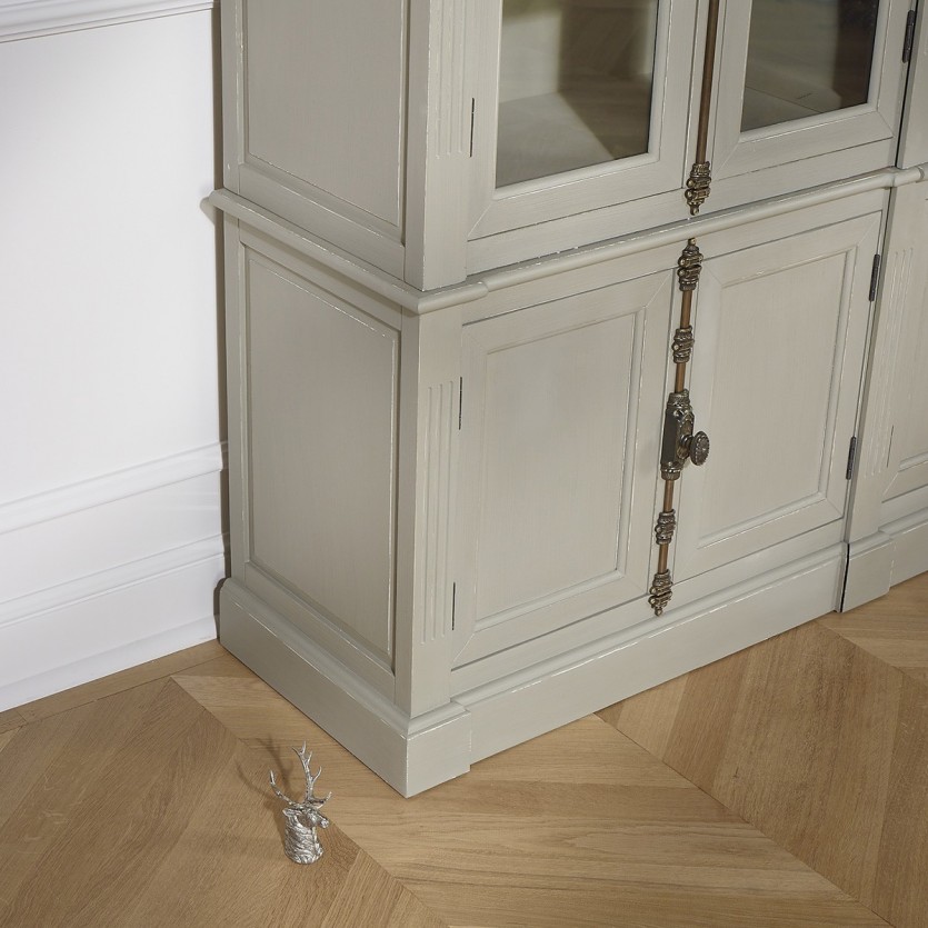 Double vitrine bibliothèque en bois shabby chic