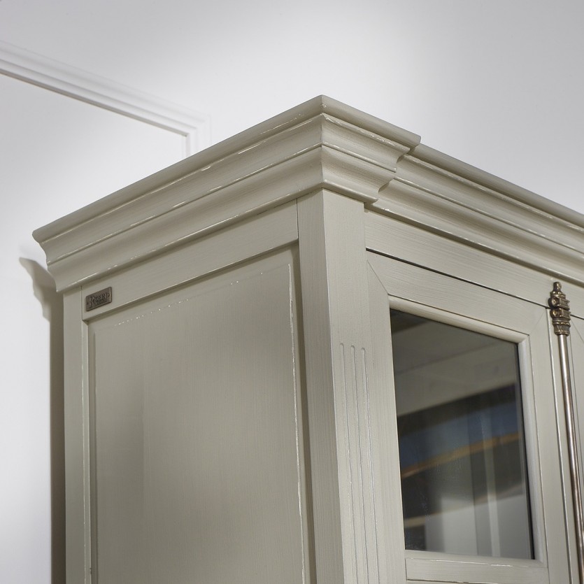 Double vitrine bibliothèque en bois shabby chic
