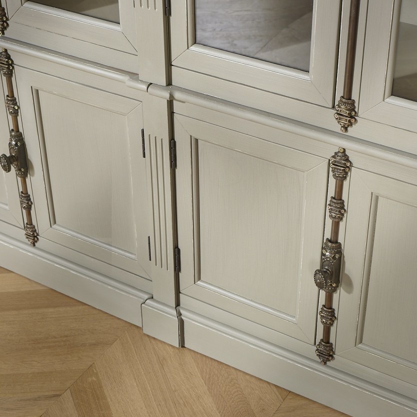 Double vitrine bibliothèque en bois shabby chic