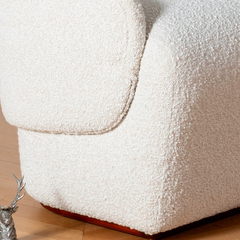 PRESLEY Fauteuil - Noordse stijl in witte polyester bouclé stof, 1-zits