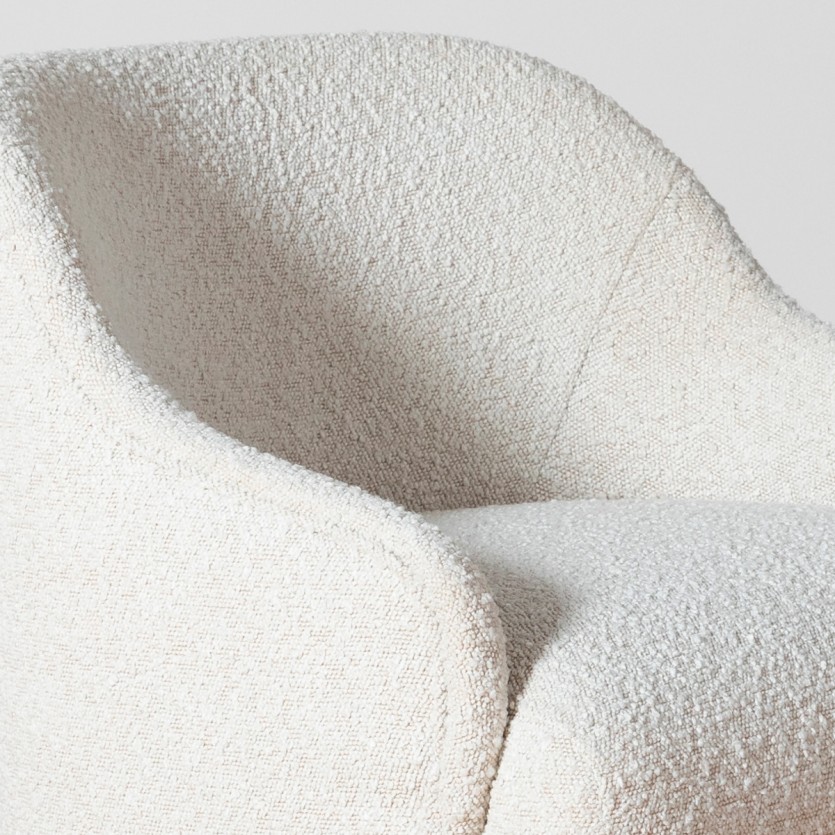 PRESLEY - Fauteuil style nordique en tissu polyester bouclette blanc, 1 place