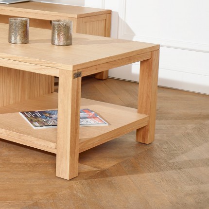 ADDISON - Table basse style contemporaine en bois, étagère basse, 1 tiroir
