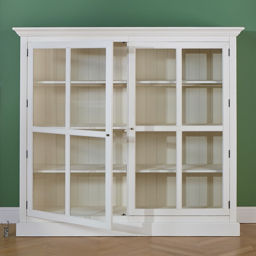 KENNETH - Vitrine style romantique en bois massif, 2 portes