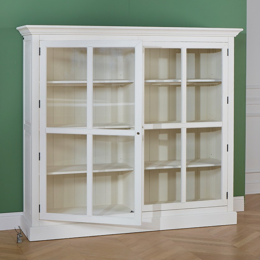 KENNETH - Vitrine style romantique en bois massif, 2 portes