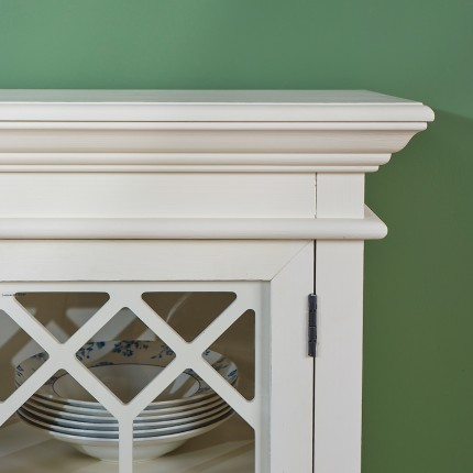 STELLA - Buffet vitrine Shabby chic en bois massif