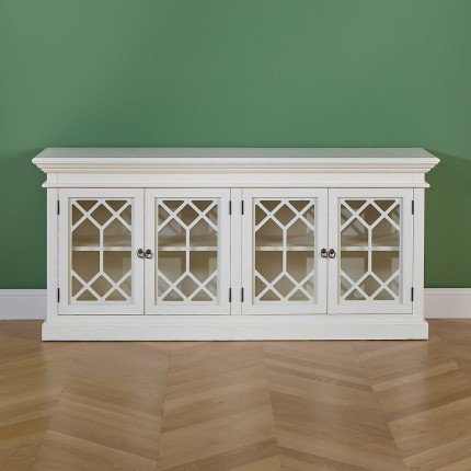 STELLA - Buffet vitrine Shabby chic en bois massif