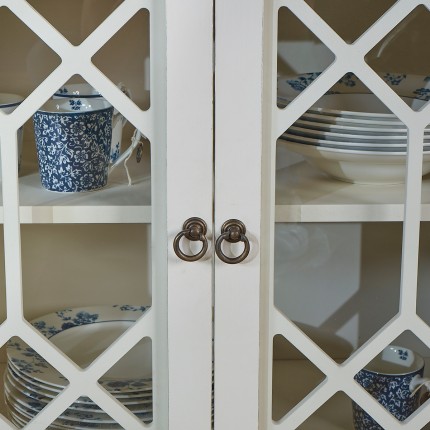 STELLA - Buffet vitrine Shabby chic en bois massif