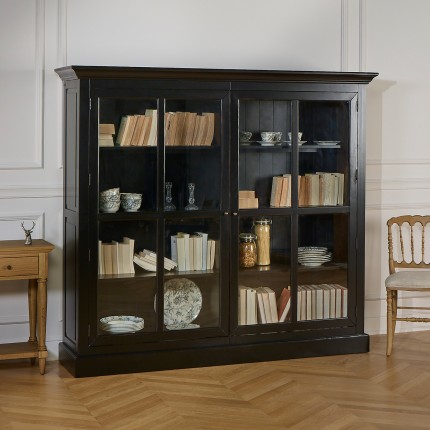 KENNETH - Romantischer Vitrinenschrank aus bemaltem Holz, 2 Türen