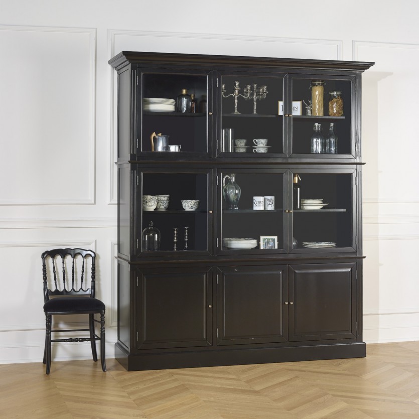 TOULOUSE - Buffet vitrine modulable en bois, 9 portes