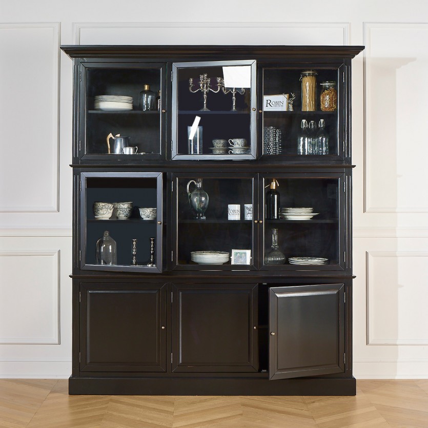 TOULOUSE - Buffet vitrine modulable en bois, 9 portes