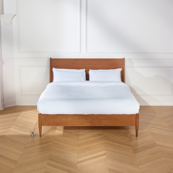 DALHIA - Lit double style scandinave en bois, 140 x 200