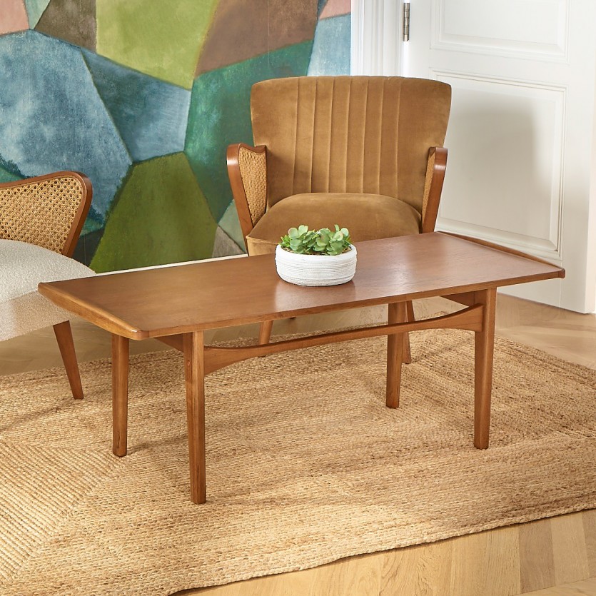 DALHIA - Salontafel in Scandinavische stijl, poten van massief hout, notenkleur