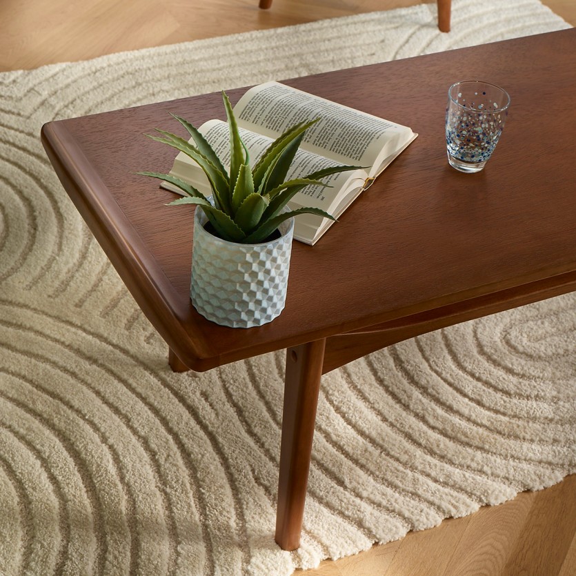 DALHIA - Salontafel in Scandinavische stijl, poten van massief hout, notenkleur