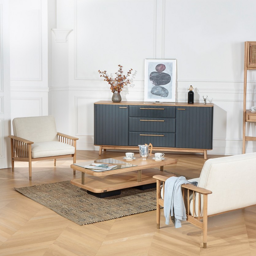 JOËL - Aparador de comedor estilo moderno en madera, 190 cm