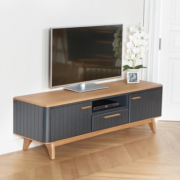 JOËL - Moderner TV-Schrank aus Eiche, 160 cm, 2 Türen, 1 Schublade