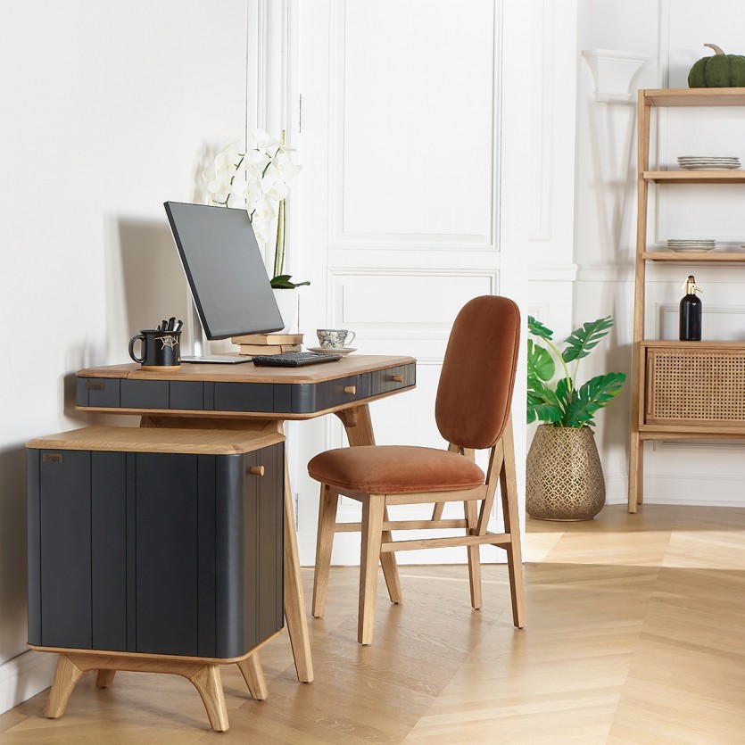 KYOTO - Modern style desk, oak top, 2 drawers