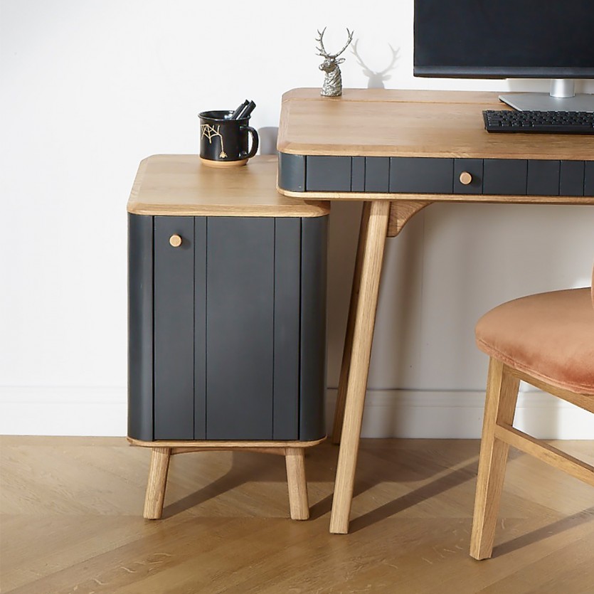 KYOTO - Table de chevet style moderne en chêne, 1 porte, 1 étagère