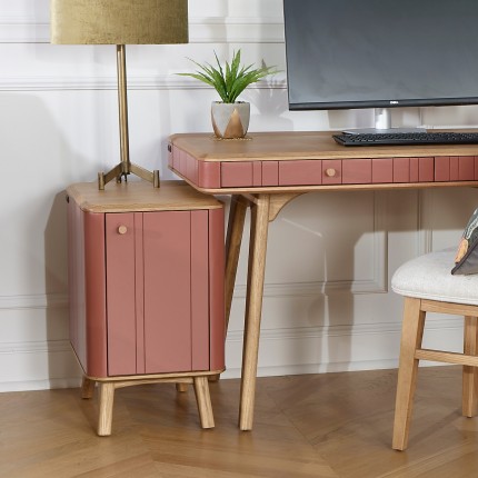 KYOTO - Modern style bedside table in oak, 1 door, 1 shelf