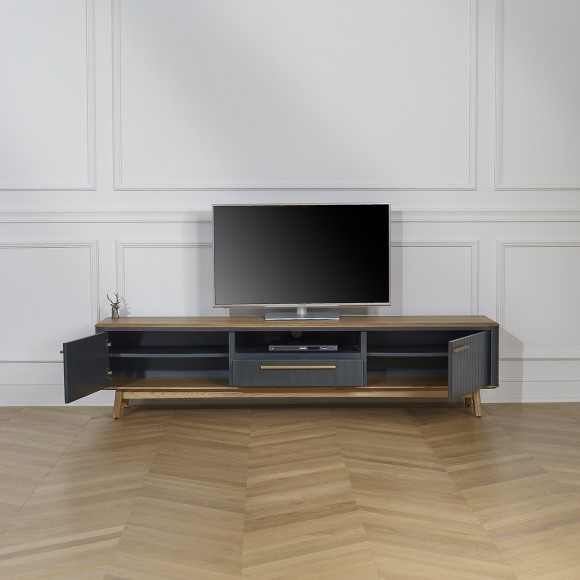 JOËL - Meuble TV contemporain en chêne, 210 cm