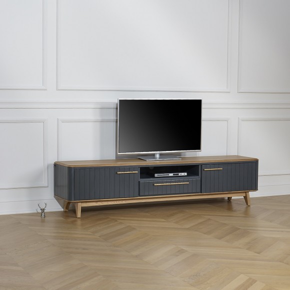 JOËL - Meuble TV contemporain en chêne, 210 cm